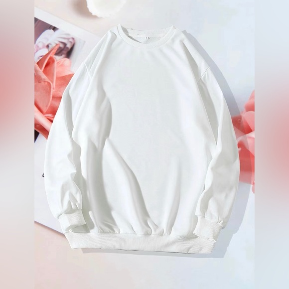 Causal Crew Neck Pullover Sweatshirts Solid Black or White - Picture 3 of 11